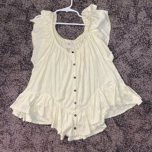 Free People yellow button top